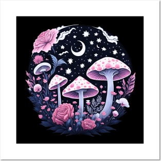 Mushrooms and Roses Posters and Art